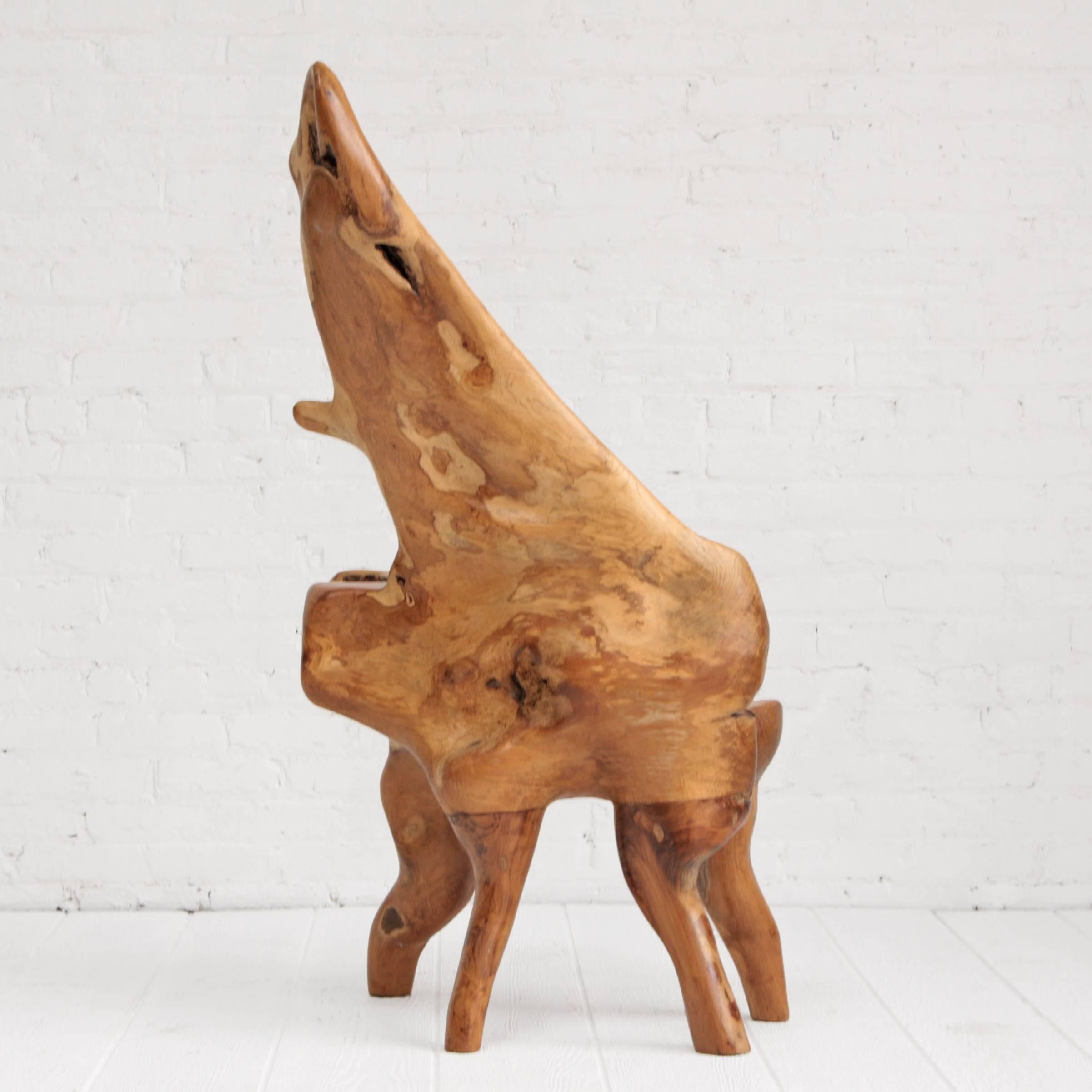 Carved Pair of Organic Modern Burl Chairs Live Edge Wood