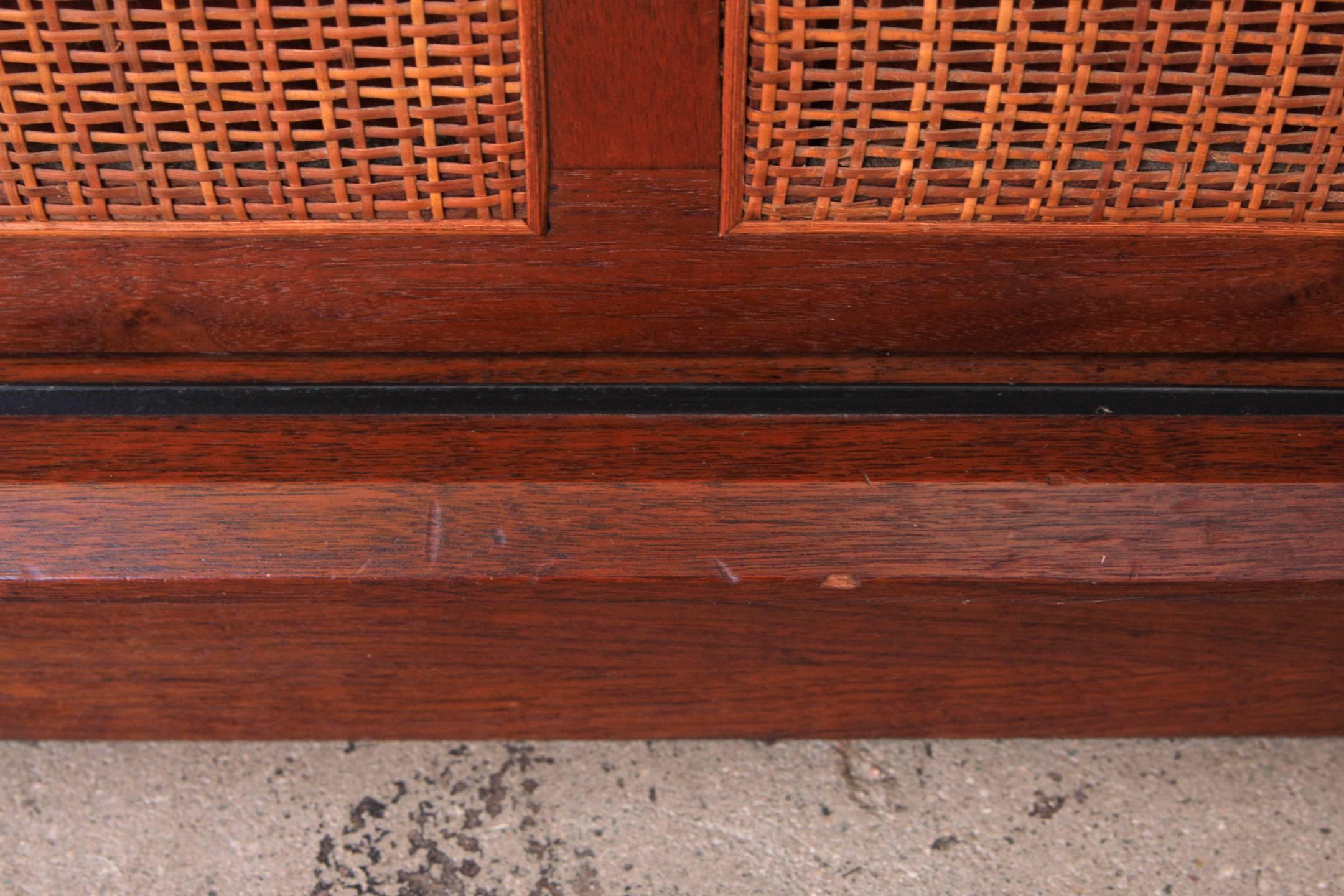 Harvey Probber Mahogany Sideboard Cabinet with Cane Doors 2