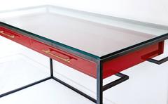 Red Enamel Floating Drawer Desk