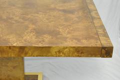 Thomasville Burled Elm Entry or Center Table, circa 1970s Brass Detail