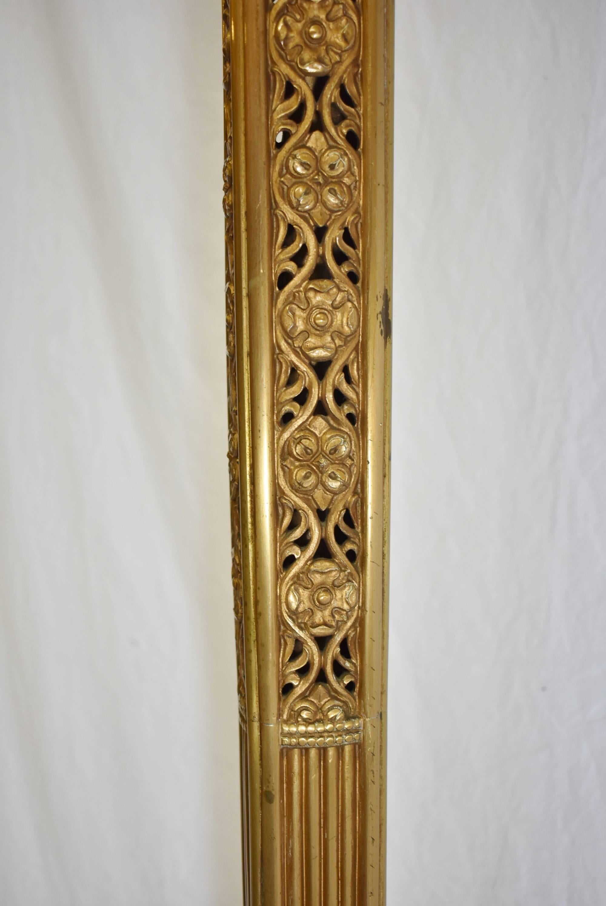 Neoclassical Bronze Five Socket Torchiere Floor Lamp Floral Openwork Details In Good Condition In Toledo, OH
