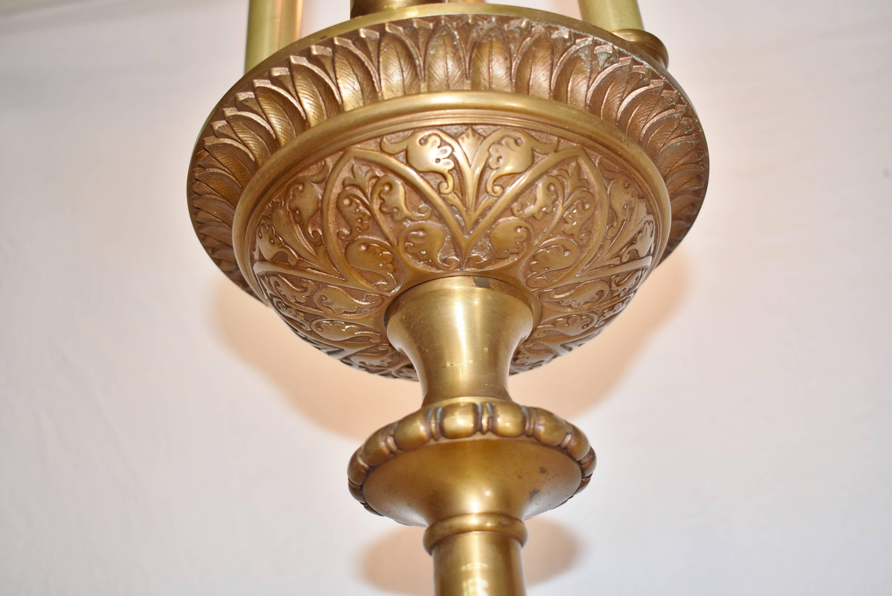 Neoclassical Bronze Five Socket Torchiere Floor Lamp Floral Openwork Details 1
