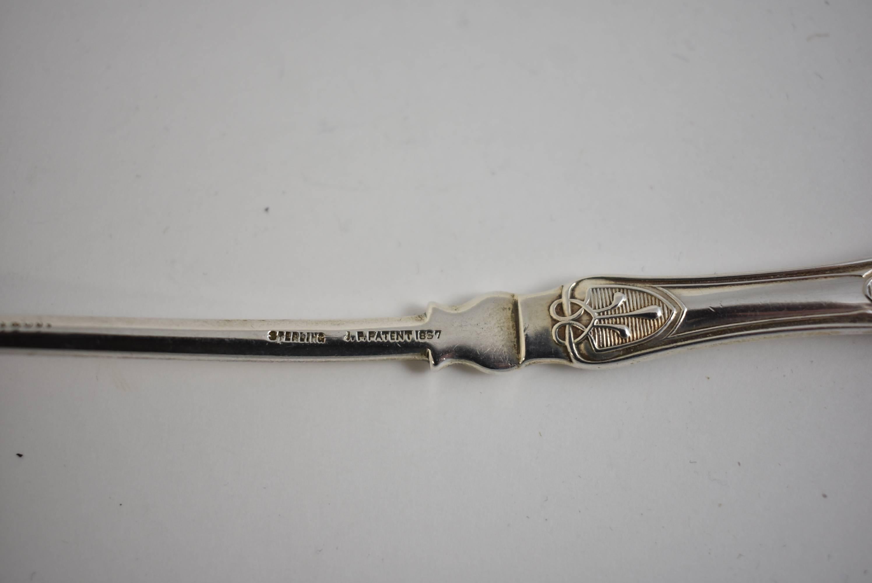 Antique Tiffany & Co Sterling Cheese Scoop Patent, 1887 In Good Condition In Toledo, OH