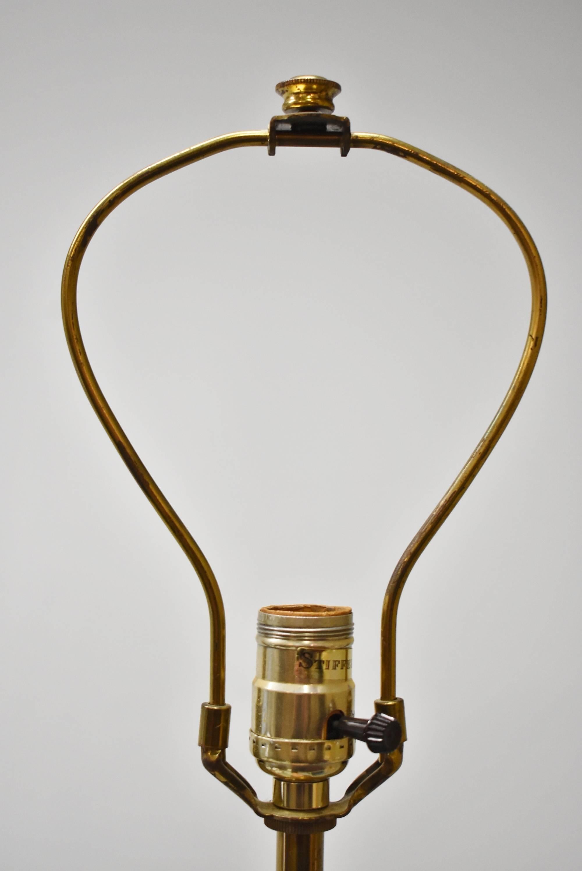 20th Century Walnut and Brass Table Lamp Tommi Parzinger for Stiffel