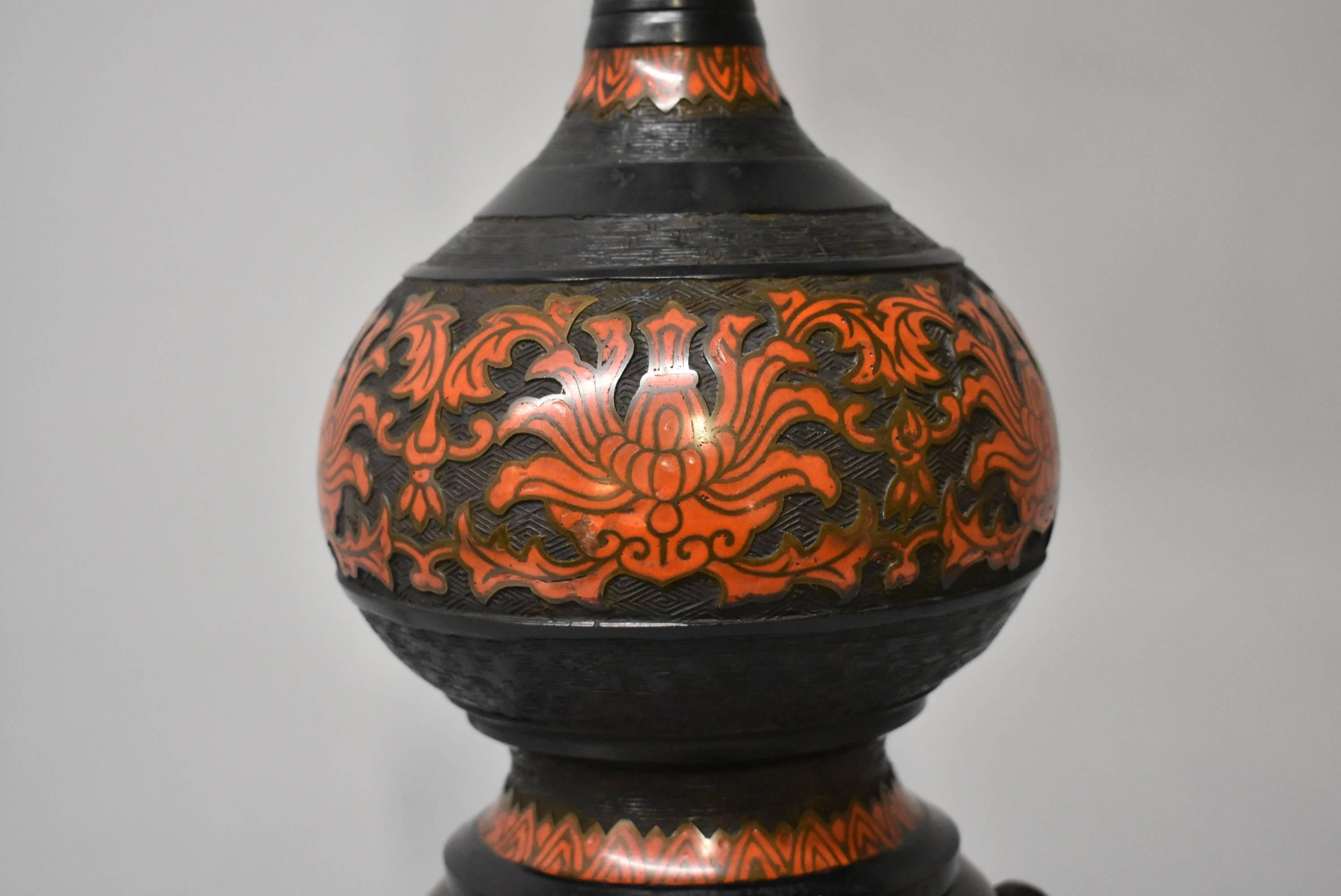 Mid-20th Century Champlevé Cloisonné Enamel Table Lamp by Marbro
