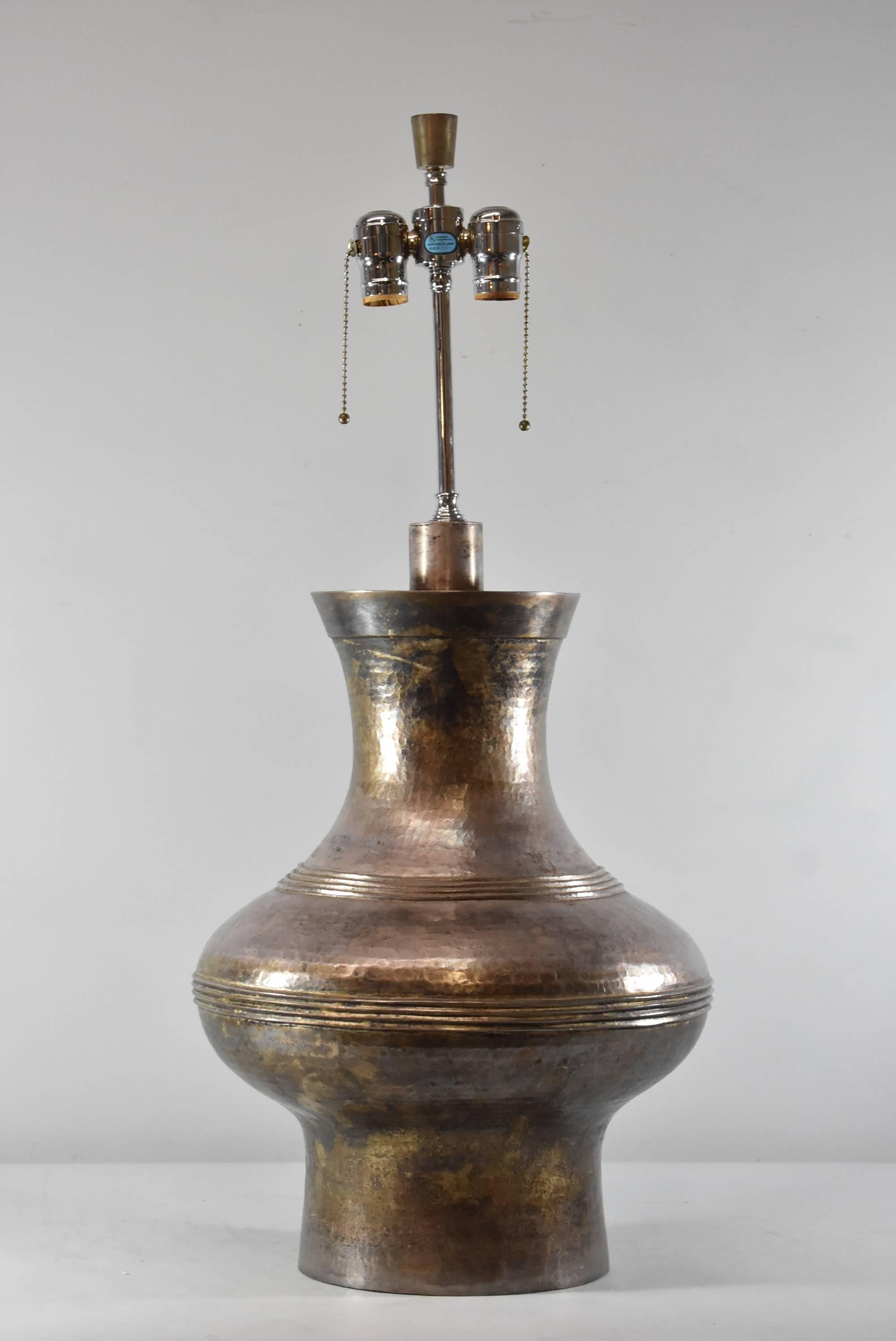 hammered brass lamp