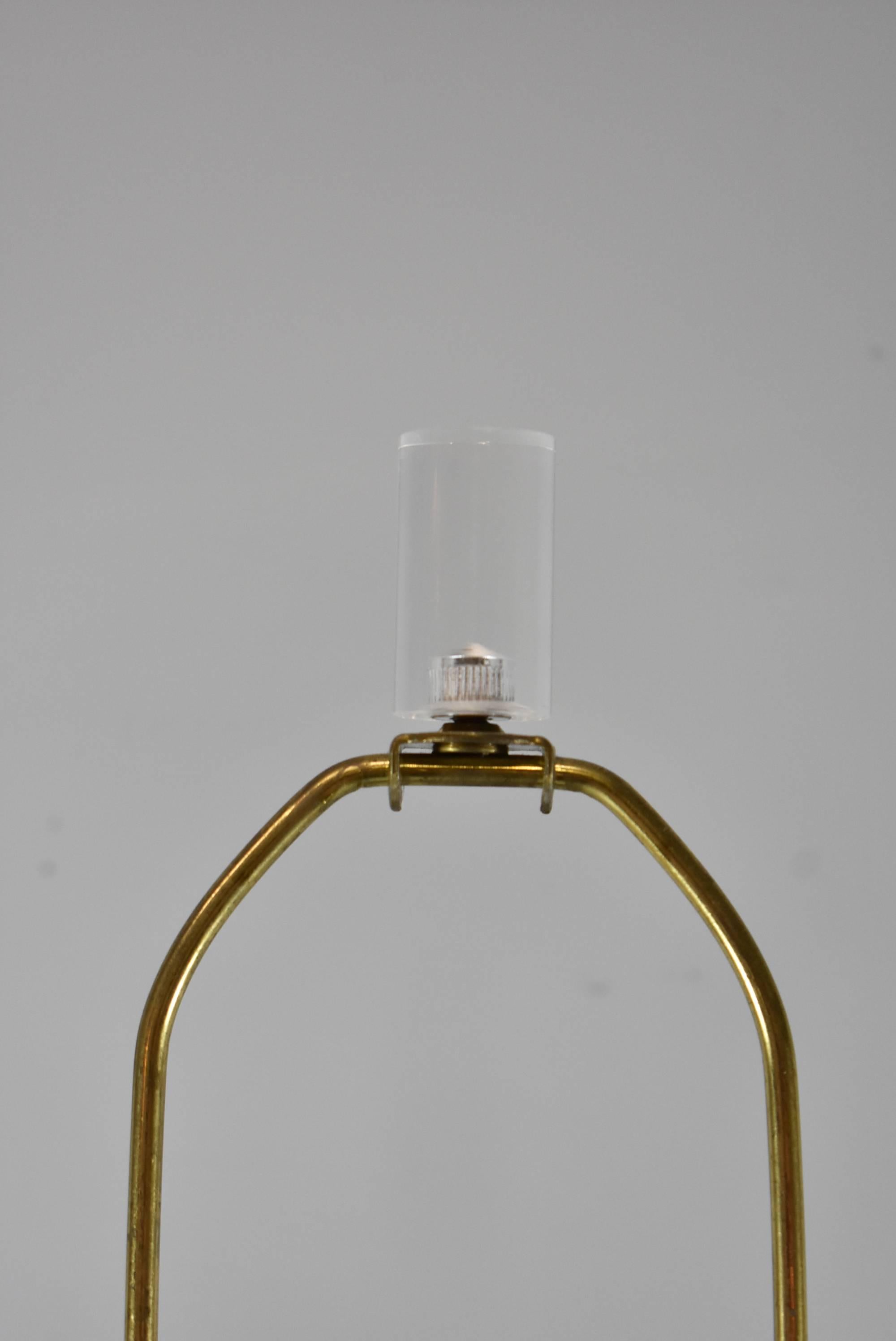 Lucite and Leather Table Lamp For Sale 3