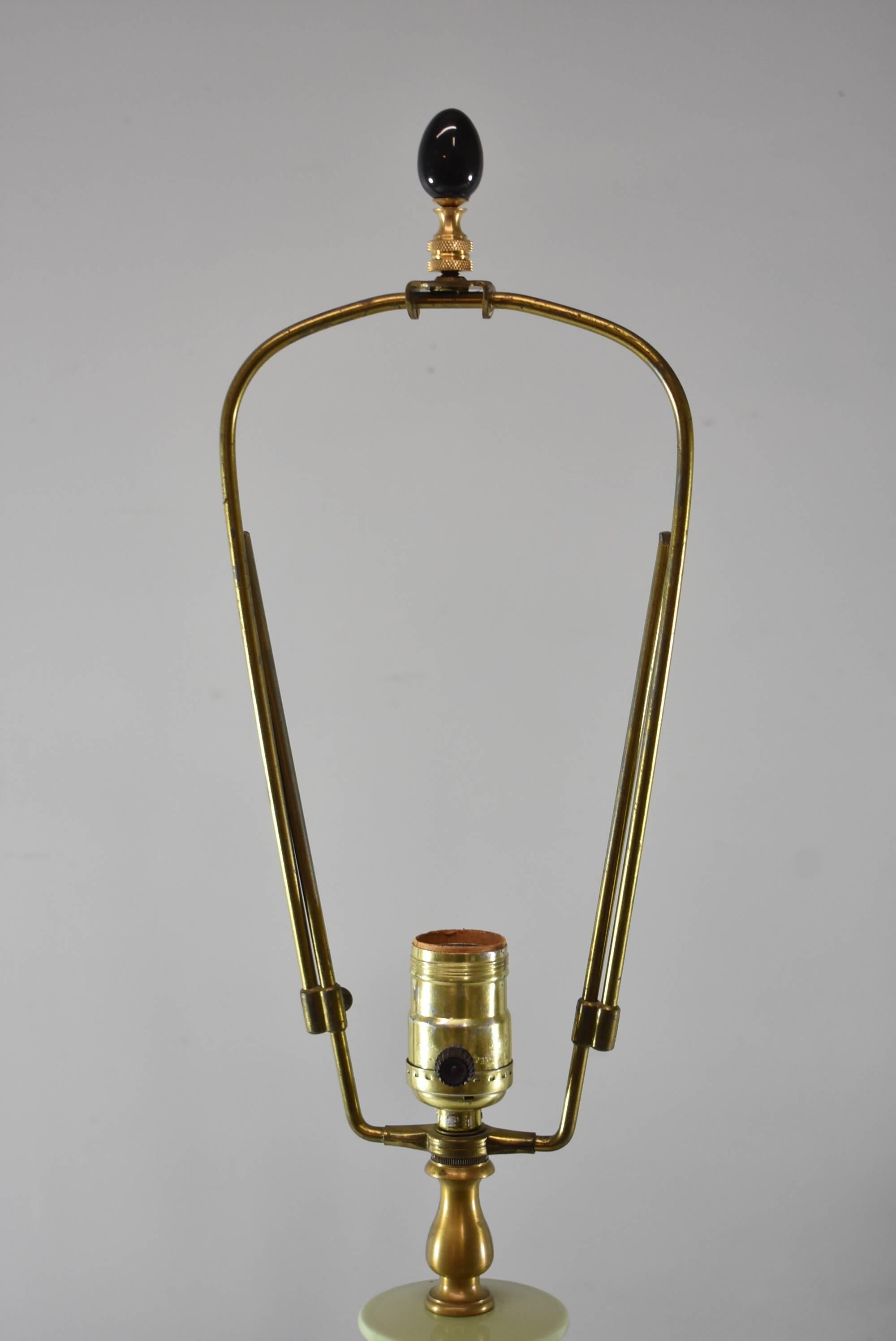 19th Century Pair of Celadon Porcelain Brass Table Lamps