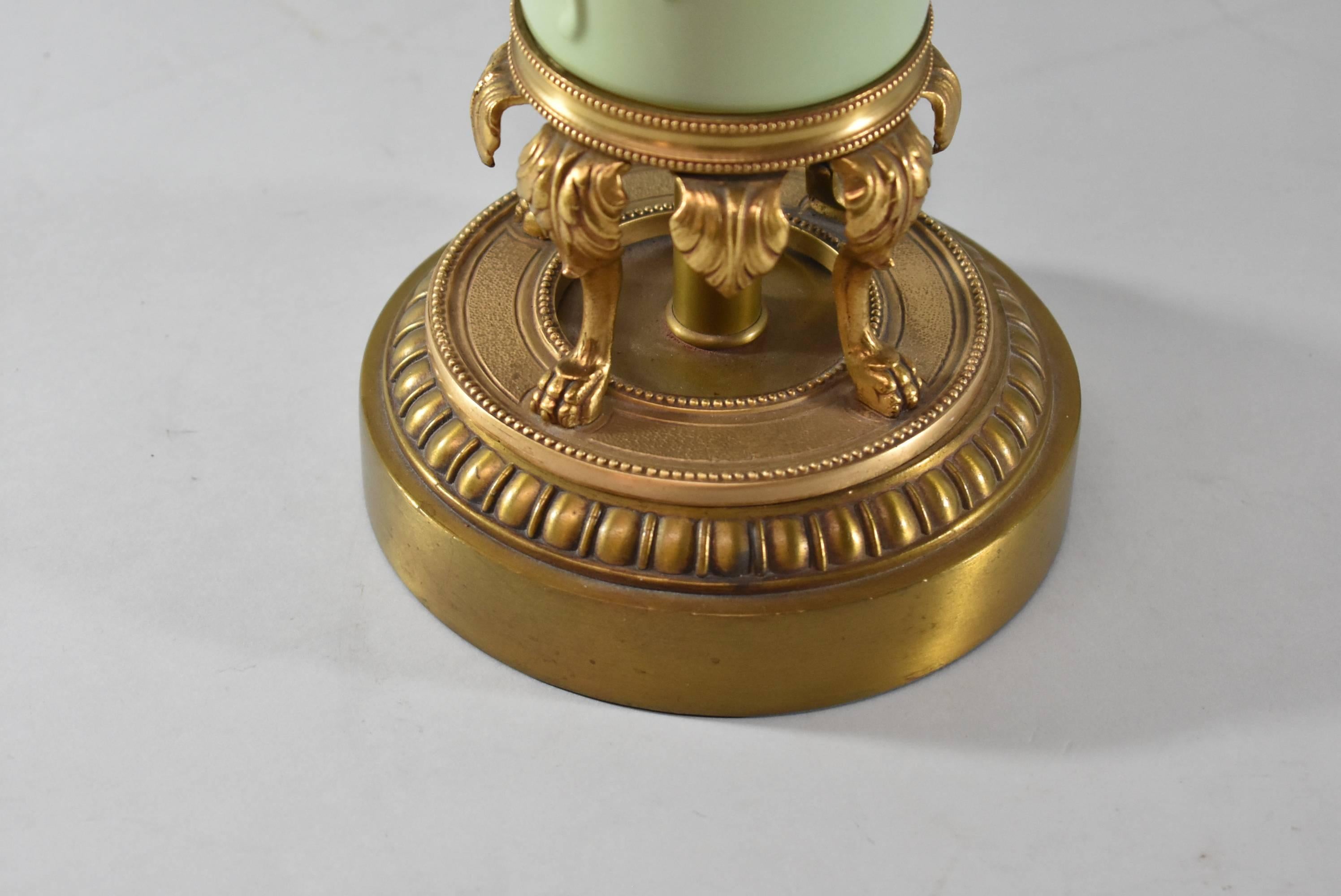 Pair of Celadon Porcelain Brass Table Lamps 2