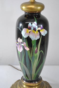 Japanese Meiji Cloisonné Enamel Brass Table Lamp with Double Socket