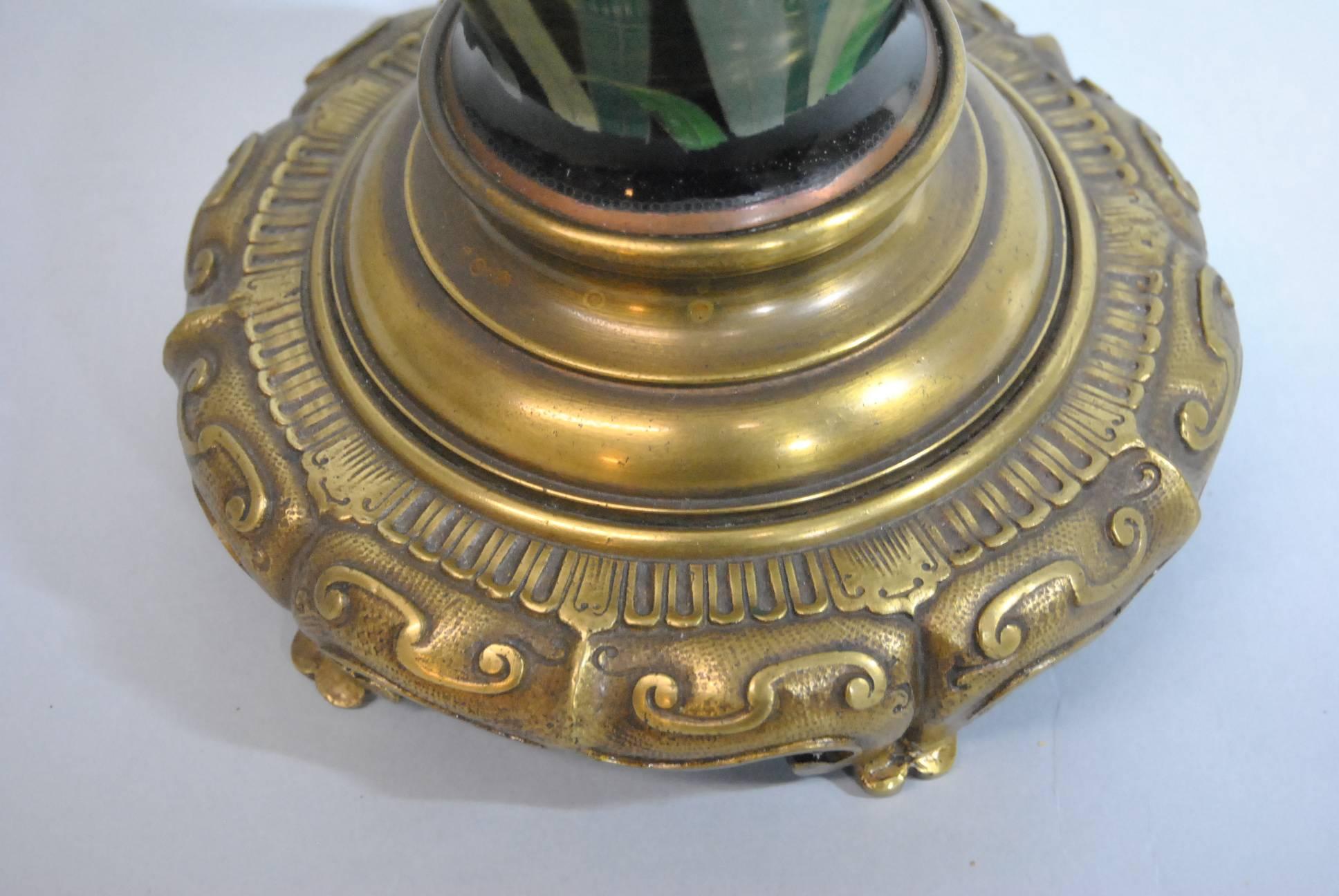 19th Century Japanese Meiji Cloisonné Enamel Brass Table Lamp with Double Socket For Sale