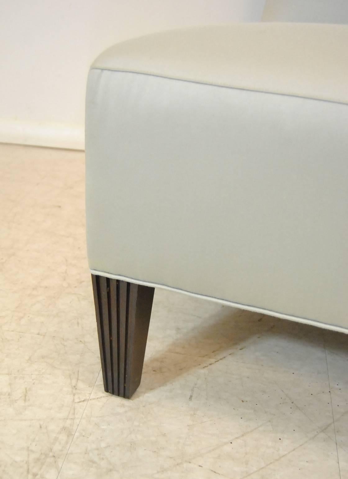 Contemporary Barbara Barry for Baker Furniture Rollback Slipper Chair Grey Silk