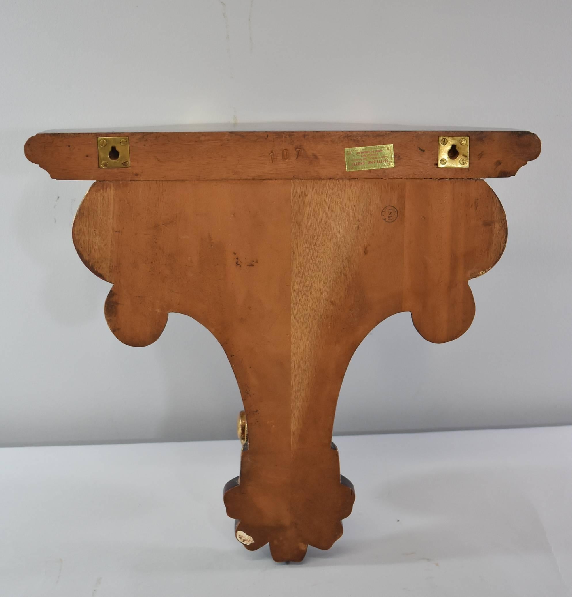 20th Century Pair of Mahogany Wall Shelves with Gilded Accents by Maitland-Smith