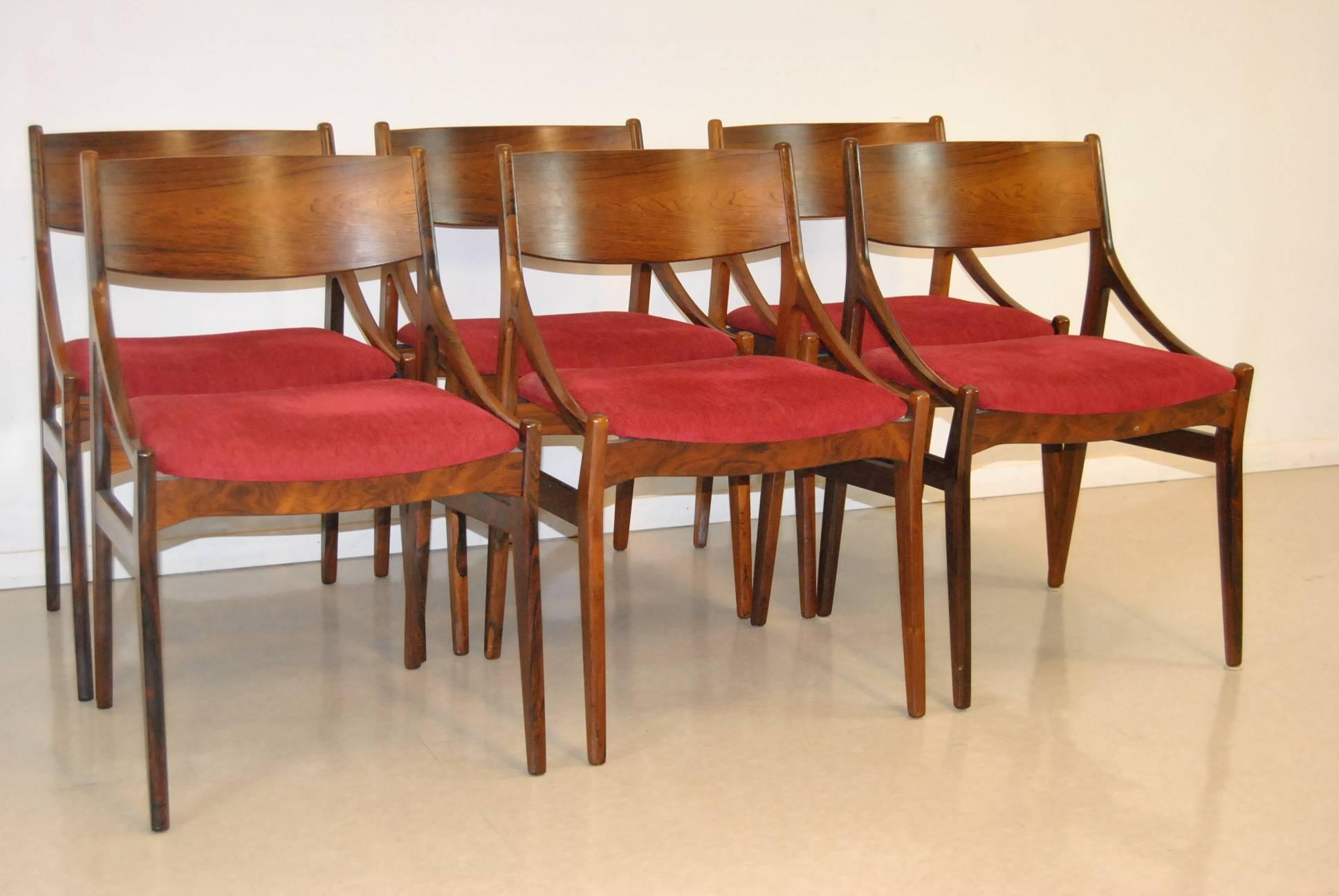 Danish Modern Rosewood Dining Table and Six Chairs by H. Vestervig Eriksen 2