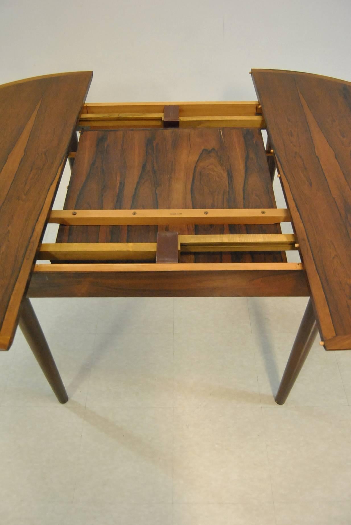 Danish Modern Rosewood Dining Table and Six Chairs by H. Vestervig Eriksen In Good Condition In Toledo, OH