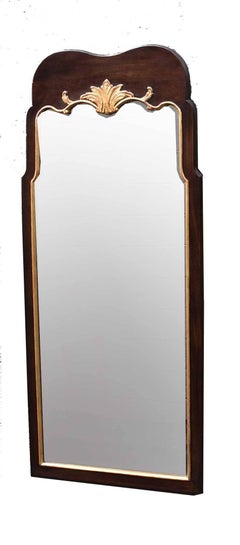 Pair of Walnut Chippendale Beveled Glass Mirrors with Gold Gilt Trim by Henredon