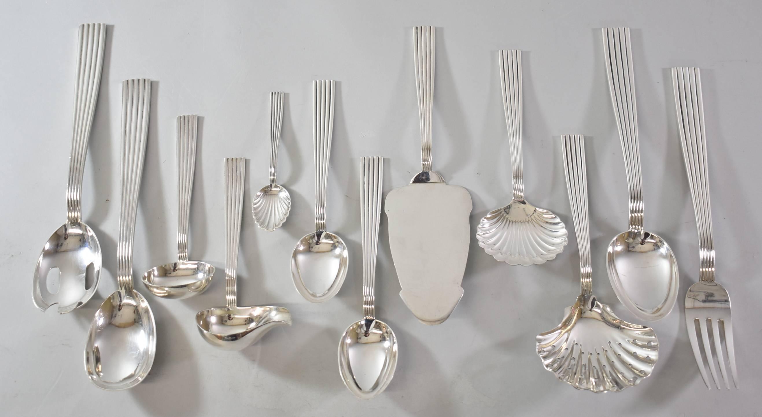 Molded Tiber by Buccellati Italy Sterling Silver Flatware 70 Pieces