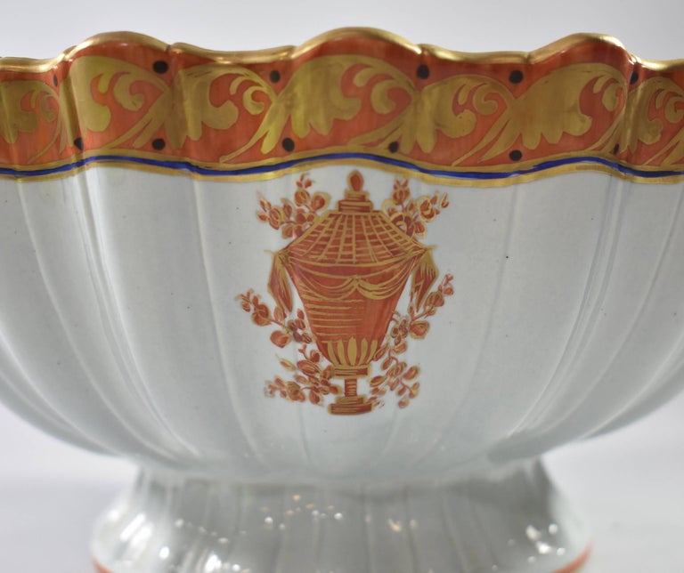Unusual vintage footed decorative dish with fruit motif and gold detailing