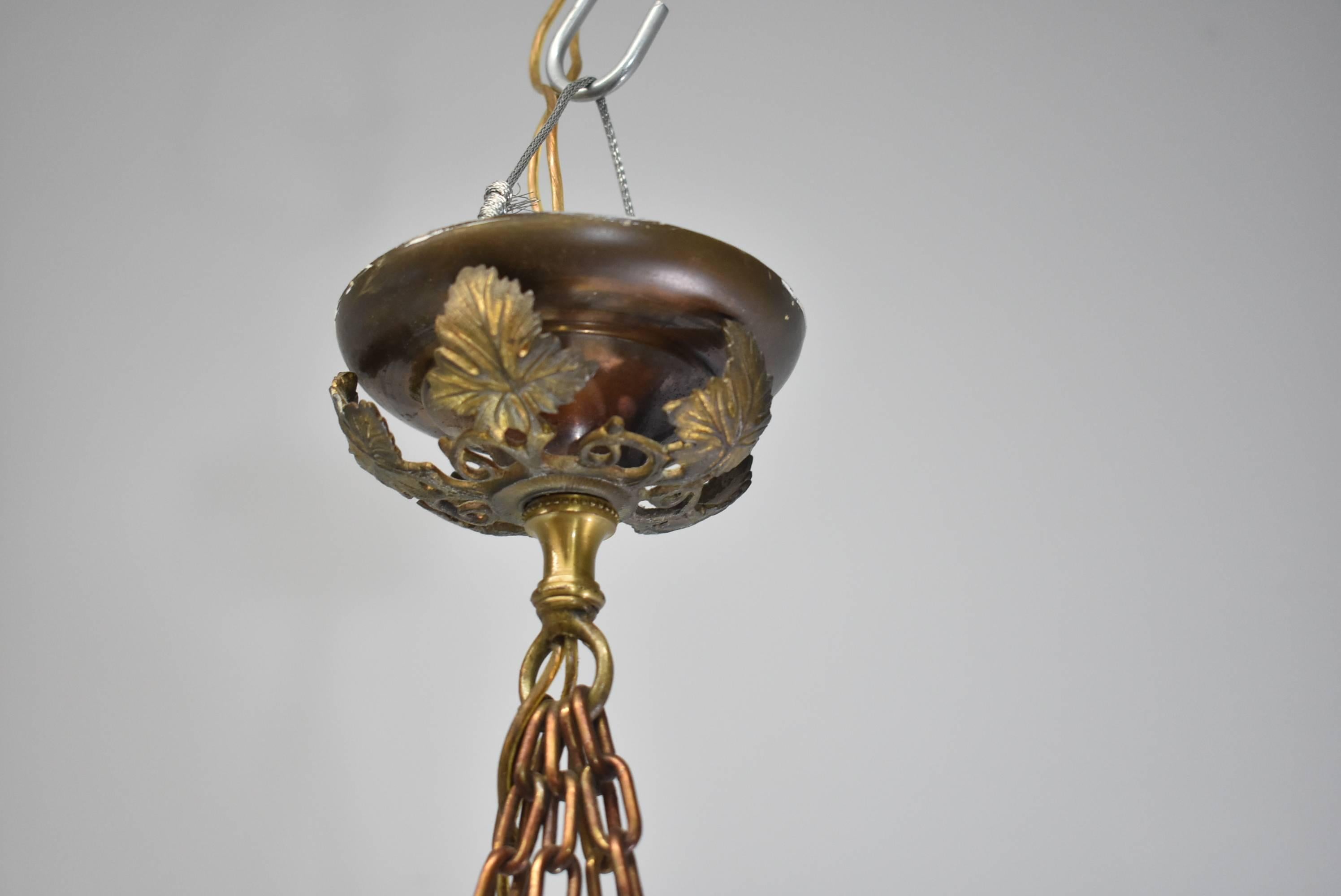 Small-Scale French Bronze Five-Arm Chandelier with Female Figure 4