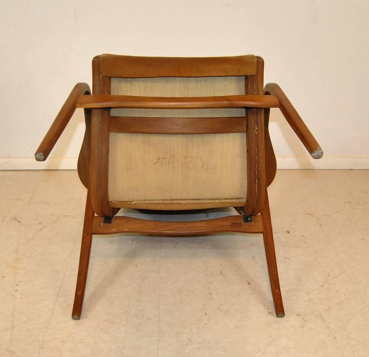 Scandinavian Modern Lamino Lounge Chair with Footstool Designed by Yngve Ekström for Swedese
