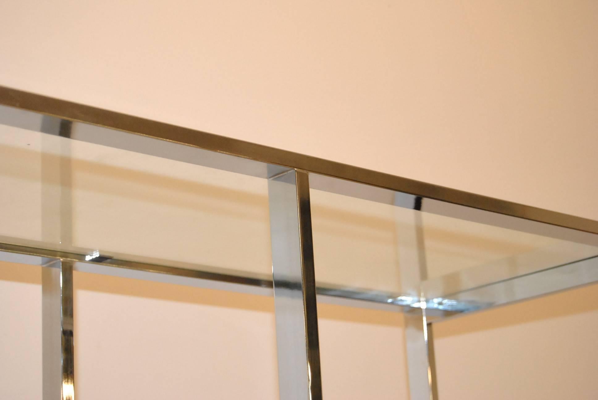 Mid-Century Modern Modern Chrome and Glass Floating Shelf Étagère, 3 Available