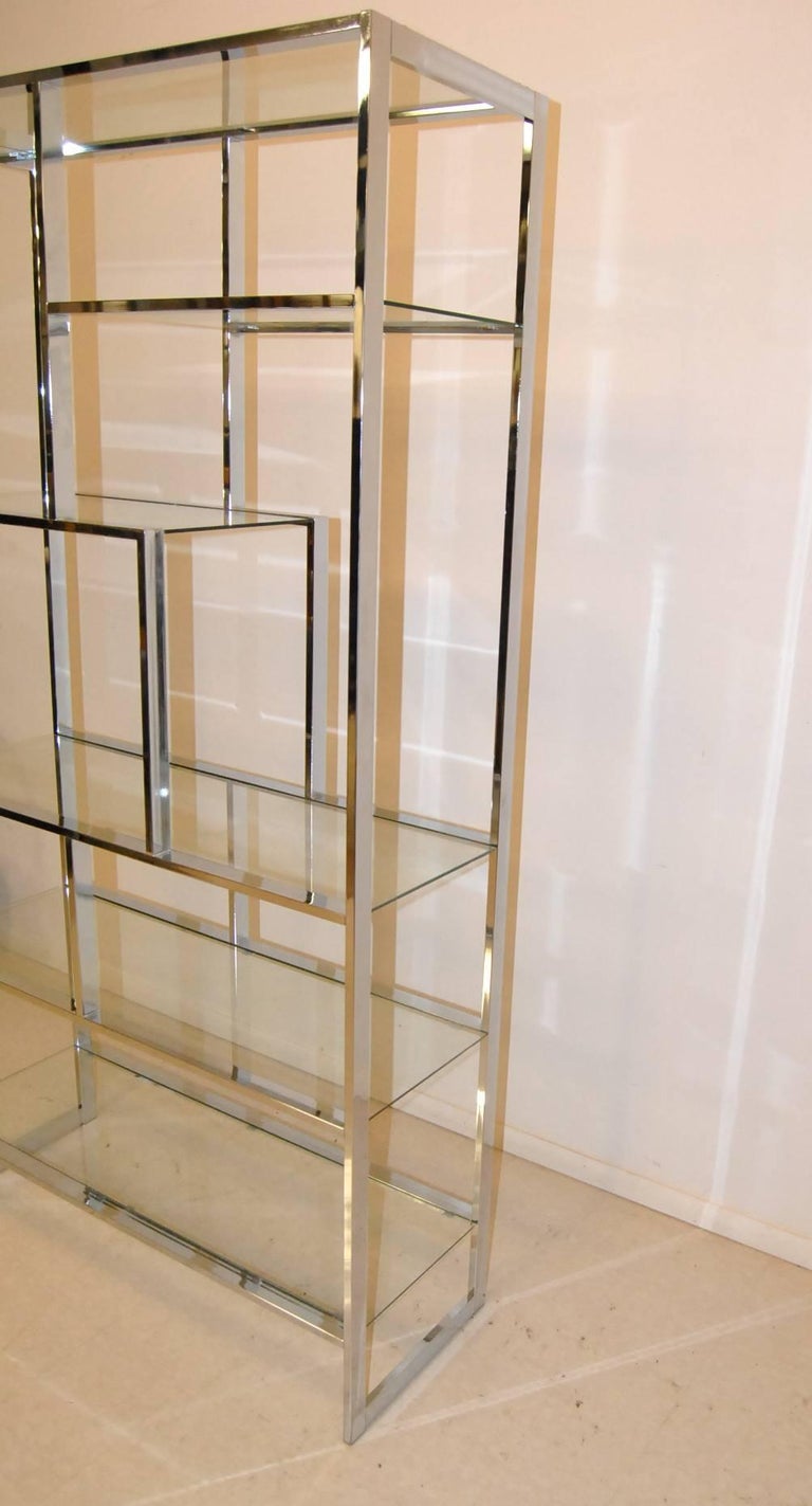 Modern Chrome and Glass Floating Shelf Étagère, 3 Available For Sale at