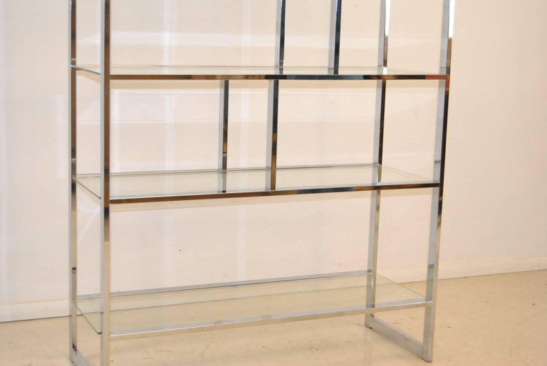Modern Chrome and Glass Floating Shelf Étagère, 3 Available For Sale at