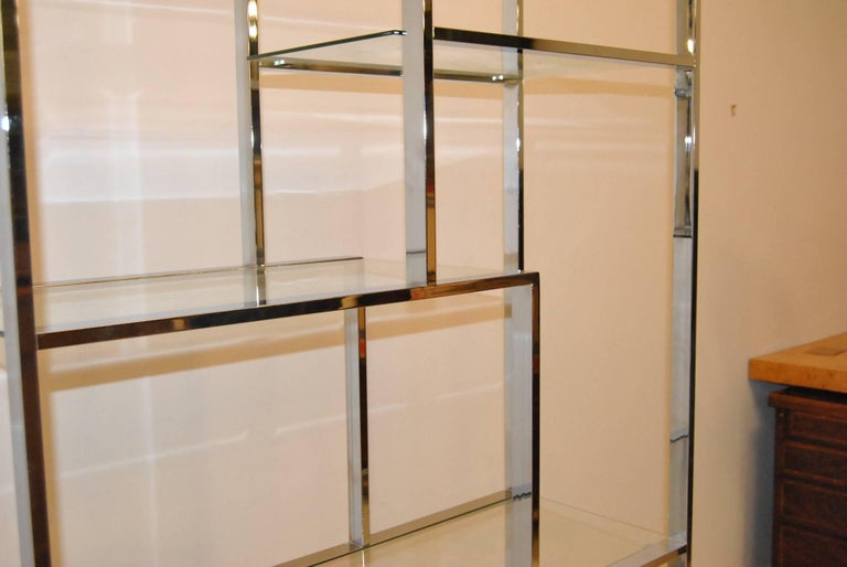 Modern Chrome and Glass Floating Shelf Étagère, 3 Available For Sale at