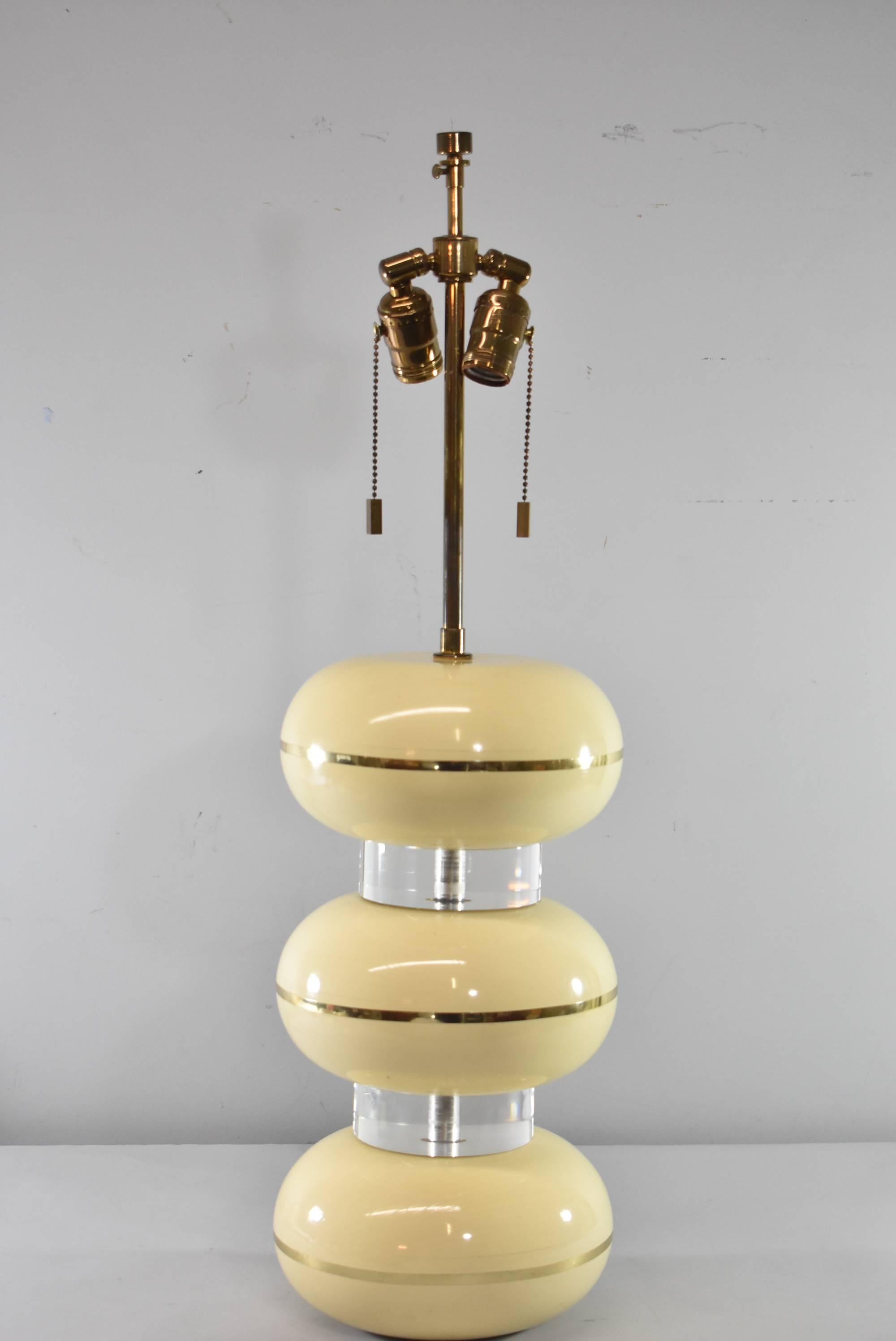 Américain Lampe de bureau moderne du milieu du siècle dernier avec abat-jour à cordes par Karl Springer en vente