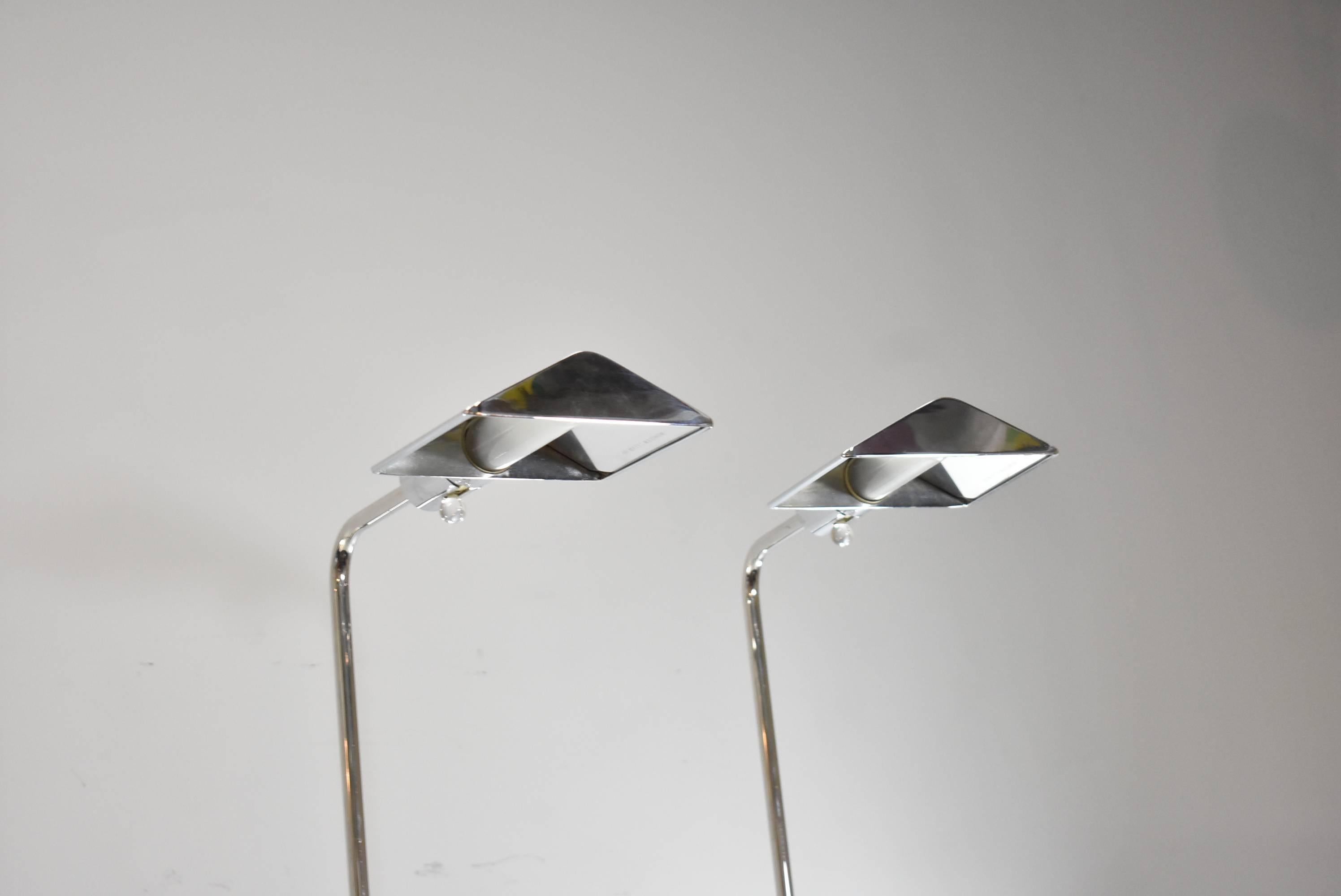 American Pair of Mid-Century Modern Chrome Cedric Hartman Adjustable Floor Lamps
