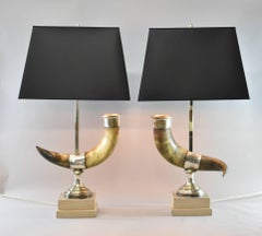 Pair of Natural Long Horn Steer Table Lamps