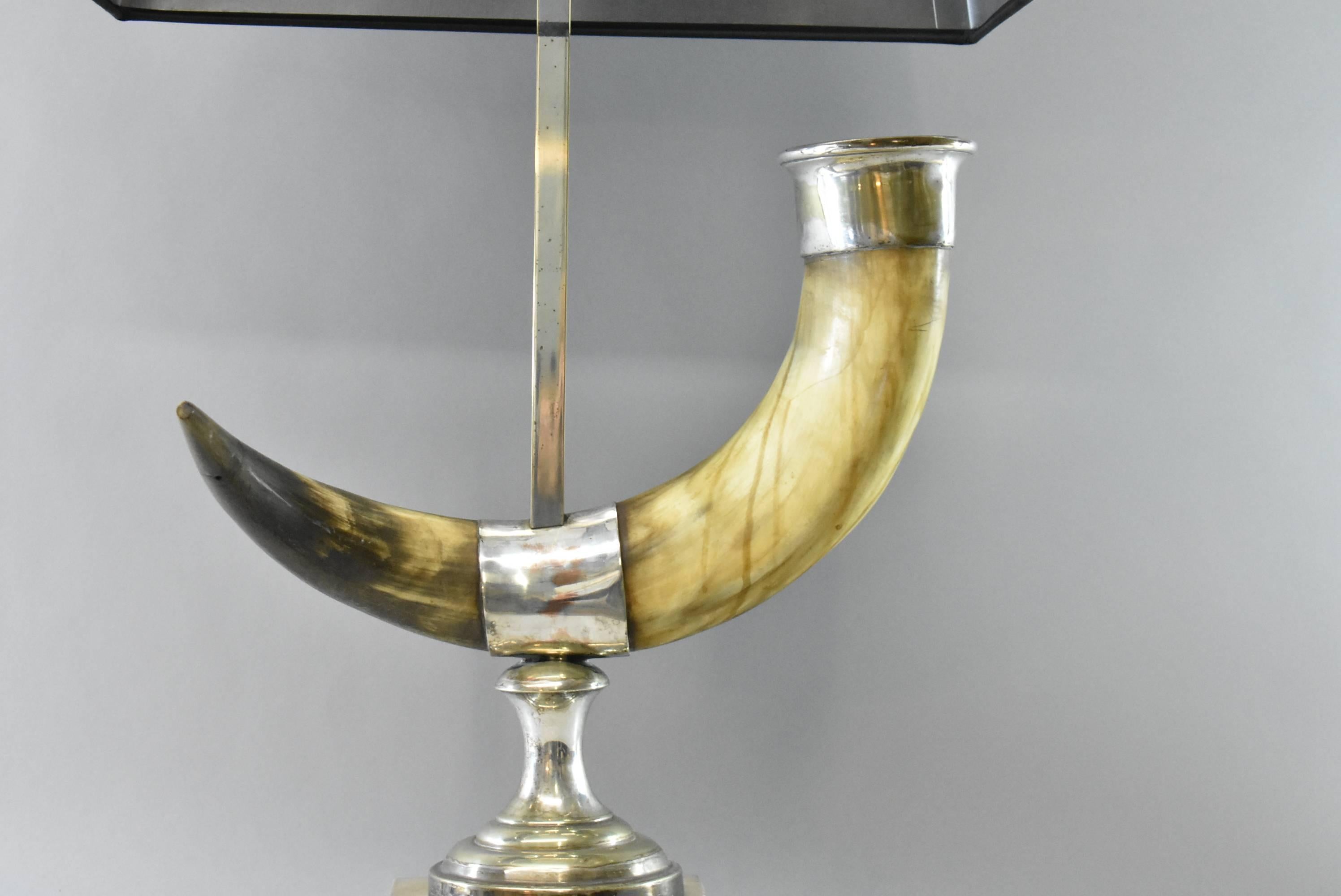 20th Century Pair of Natural Long Horn Steer Table Lamps 