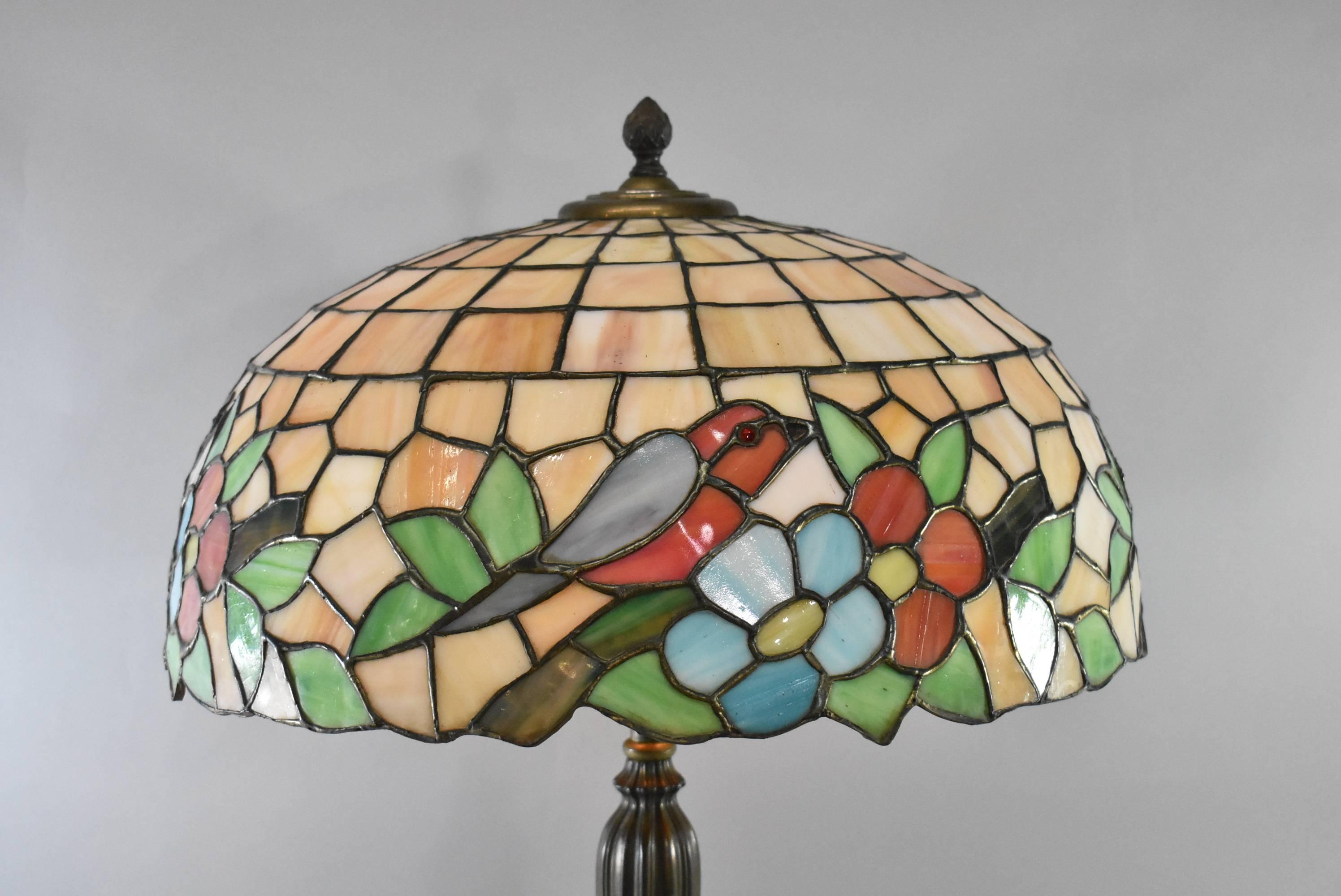 stained glass bird lamp