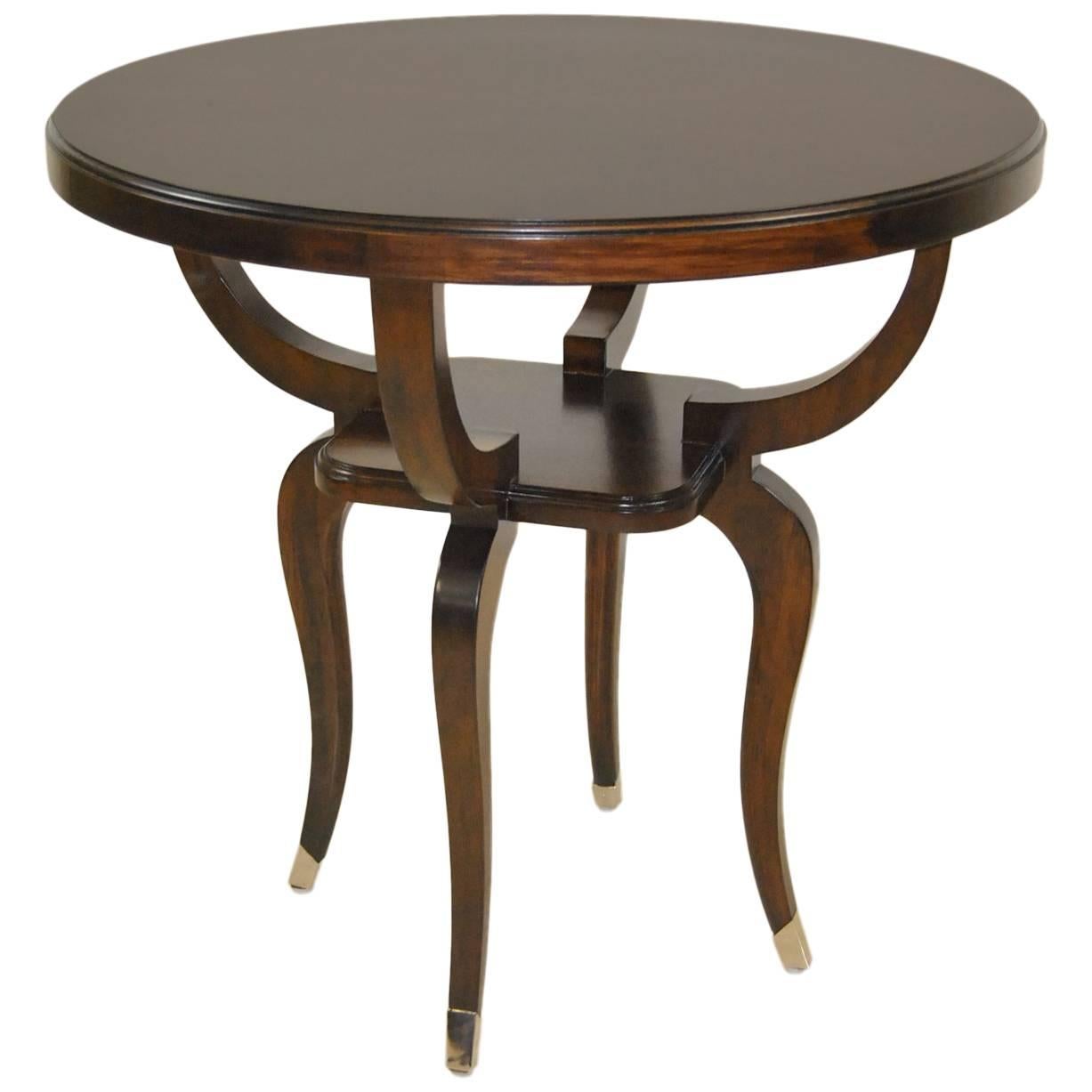 Walnut Parisian End Table with Inlaid Top by Robb & Stucky For Sale