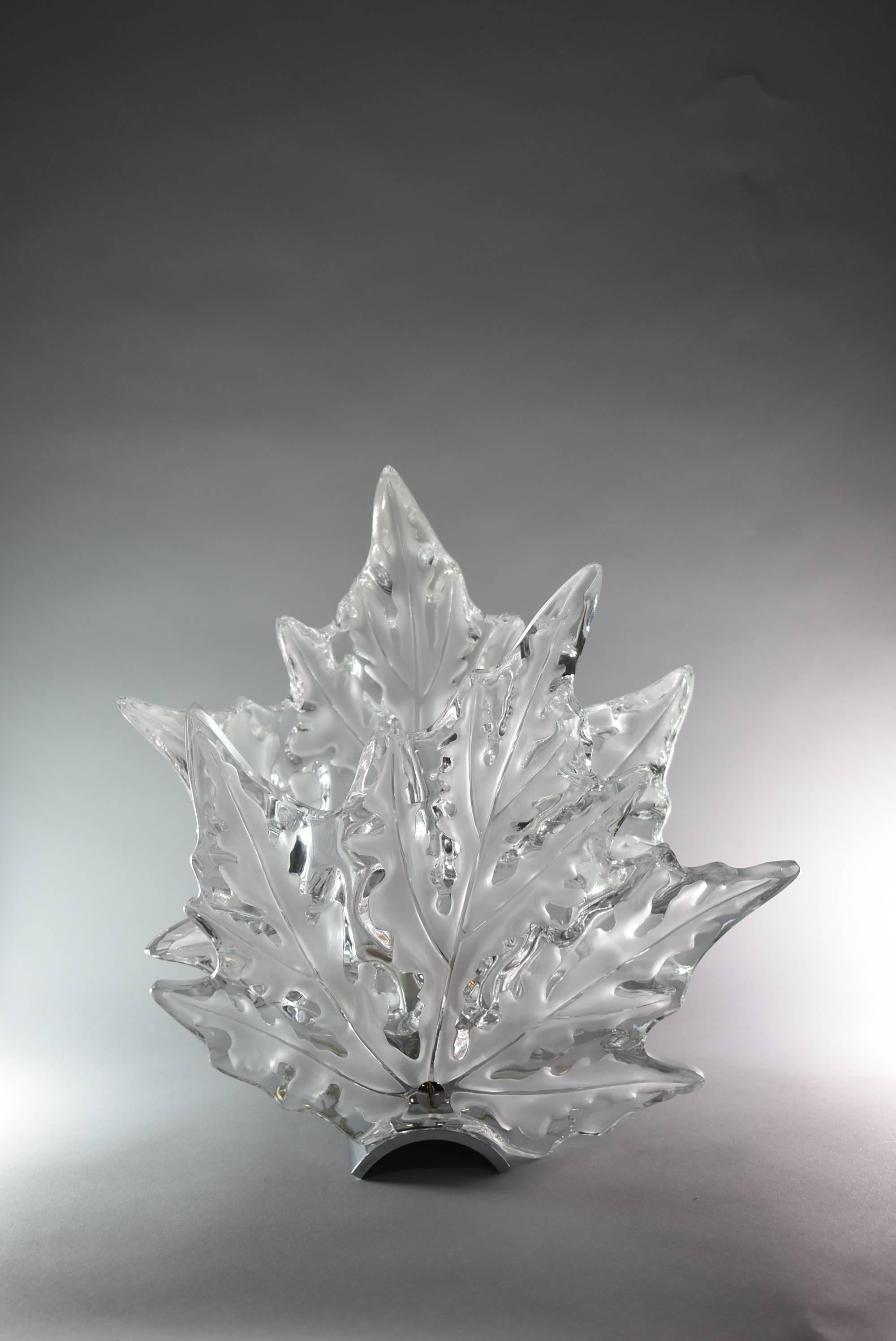 Pair of Crystal Lalique Champs Elysees Wall Sconces In Good Condition In Toledo, OH