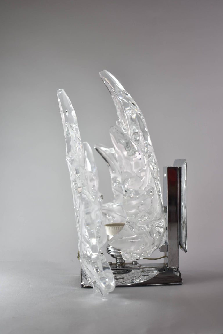 Pair of Crystal Lalique Champs Elysees Wall Sconces at 1stDibs