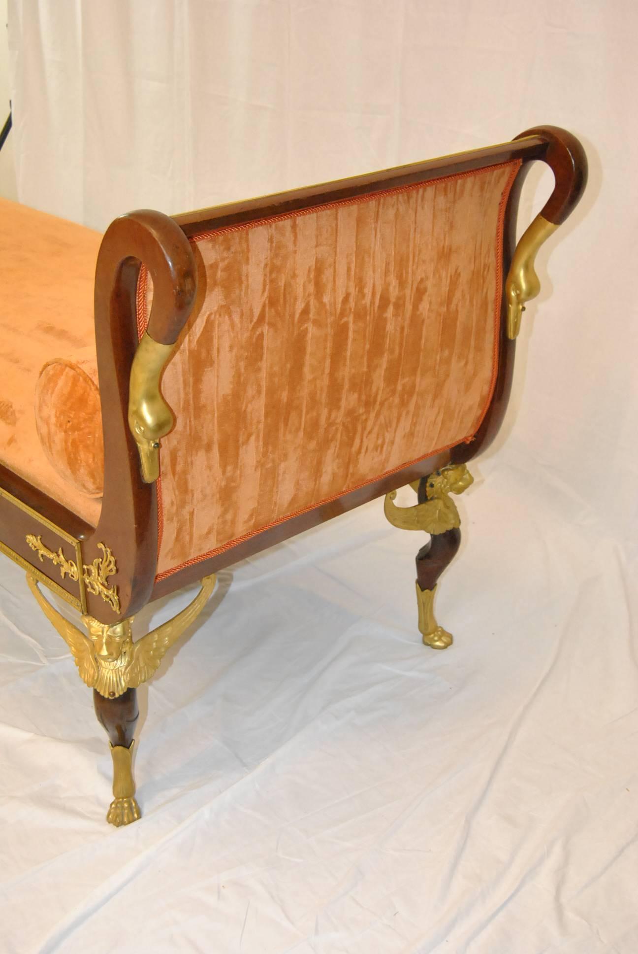 Unknown French Empire Style Bronze Ormolu Mounted Day Bed Recamier