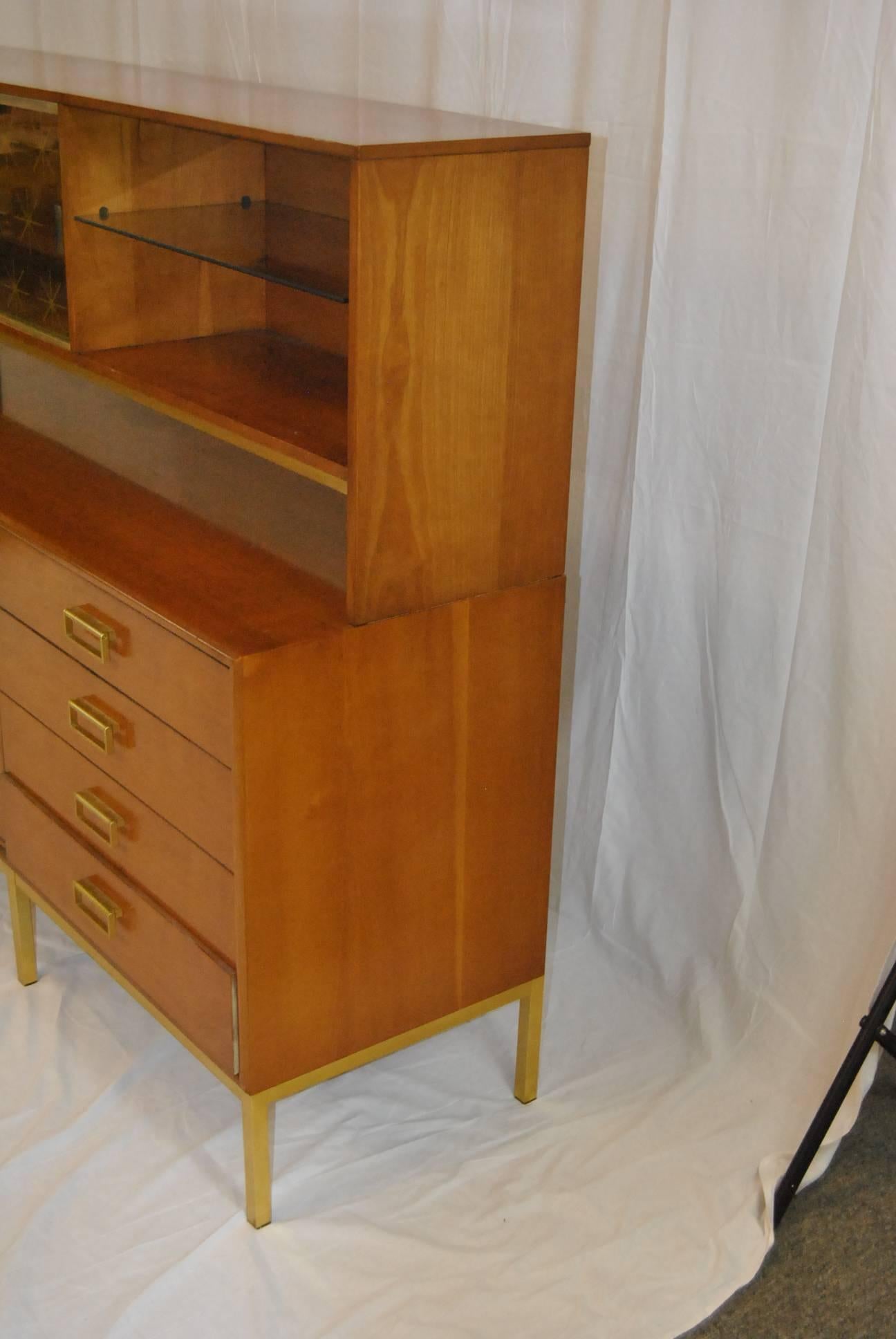 Mid-Century Modern Sun Coast Credenza with Hutch by Kipp Stewart for Drexel In Good Condition In Toledo, OH