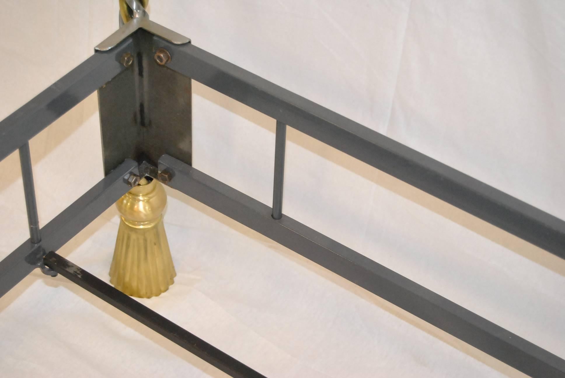 Modern 20th Century Twisted Iron and Brass Canopy Twin Bed with Tassel Feet