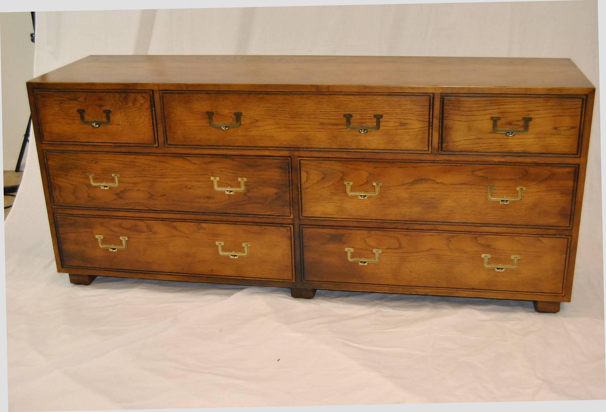 Campaign Style Seven-Drawer Dresser by Henredon Artefacts Collection 1