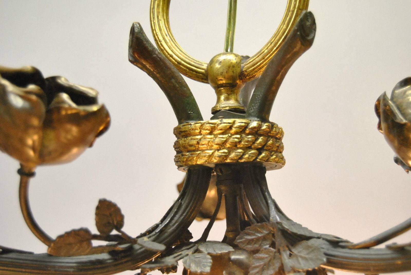 Vintage Bronze French Empire Three-Arm Eagle Chandelier Light Fixture For Sale 2