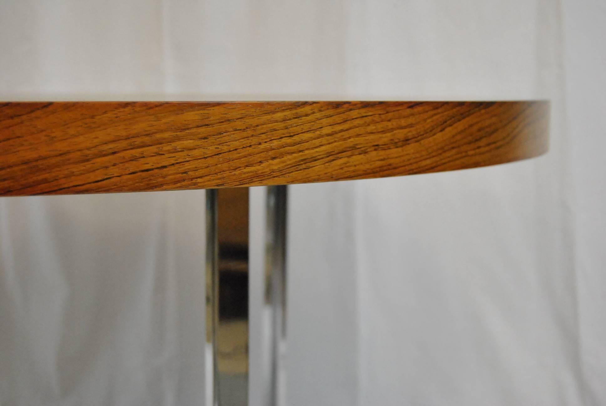 Mid-Century Modern Rosewood Table with Chrome 