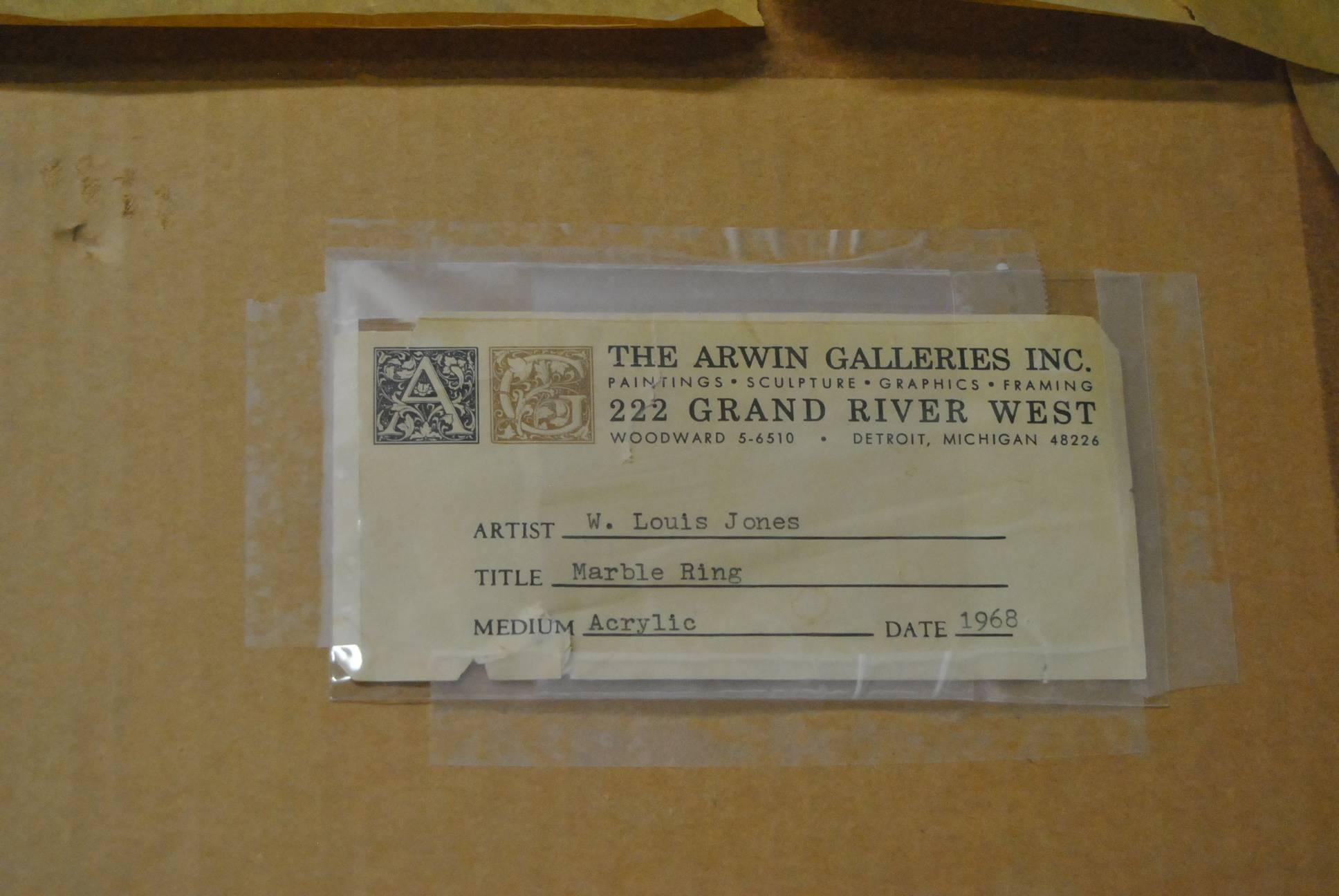 Acrylic on Board by W. Louis Jones, Marble Ring, 1968 In Good Condition In Toledo, OH