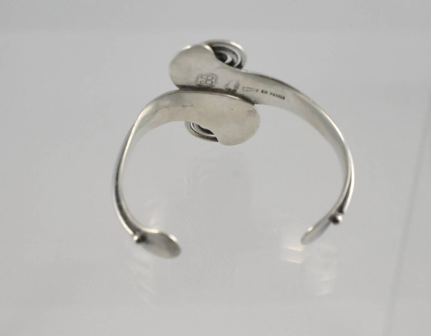 Modernist Los Ballesteros Sterling Silver Cuff Bracelet In Good Condition In Toledo, OH