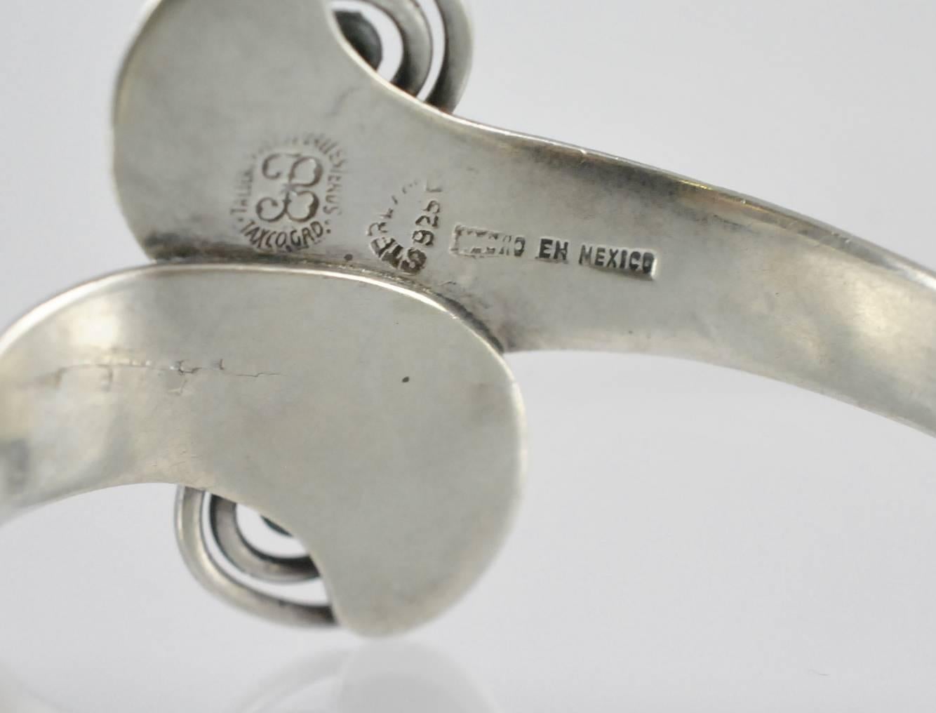 20th Century Modernist Los Ballesteros Sterling Silver Cuff Bracelet