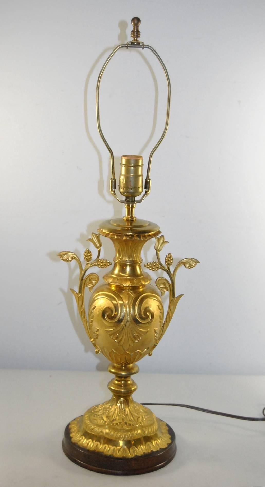 Pair of Turn-of-the-Century French Brass Vases Fitted for Use as Table Lamps 2