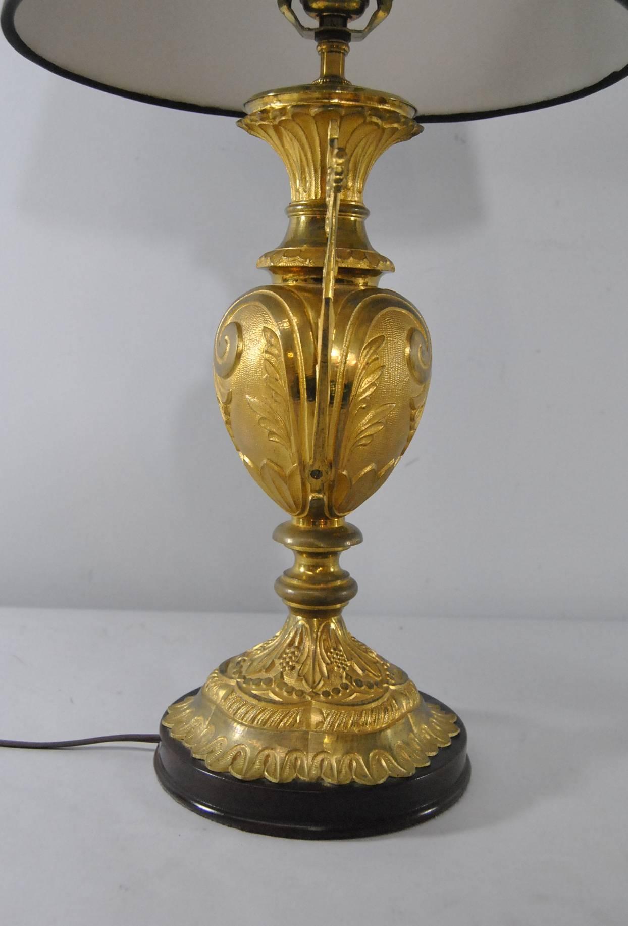 Victorian Pair of Turn-of-the-Century French Brass Vases Fitted for Use as Table Lamps