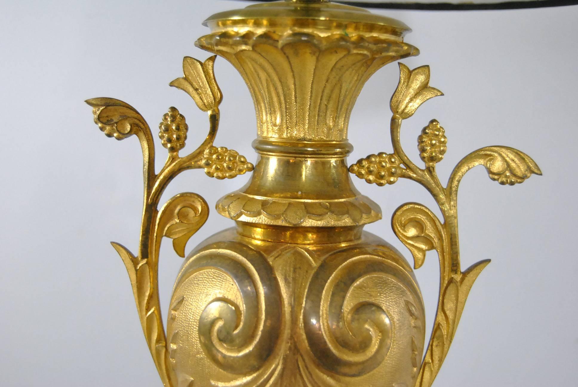 Pair of Turn-of-the-Century French Brass Vases Fitted for Use as Table Lamps 1