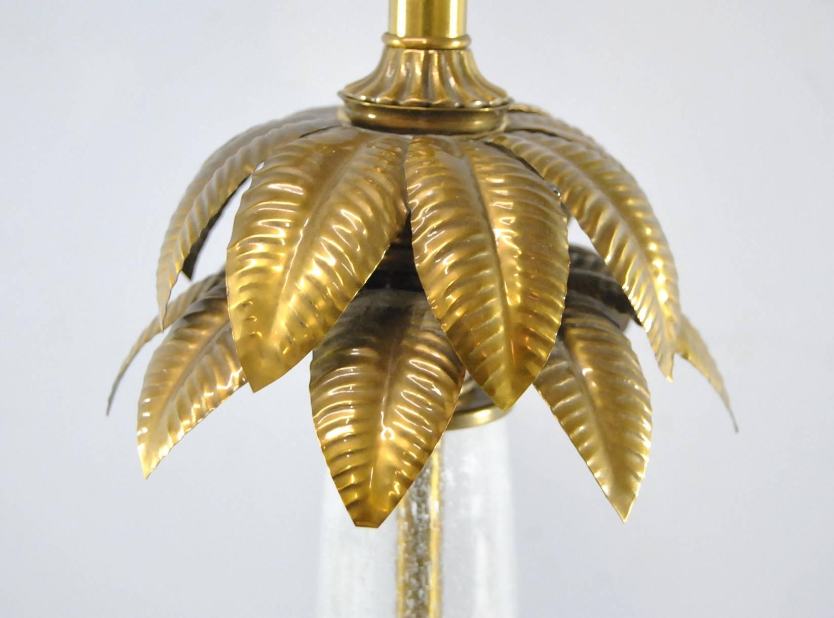 Handblown Glass and Brass Palm Tree Table Lamp by Frederick Cooper In Good Condition In Toledo, OH