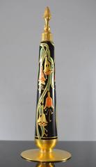 Art Deco Black Enamel Stylized Flower Atomomizer Perfume Bottle by DeVilbiss
